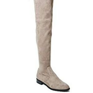 Gray suede thigh-high boots